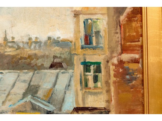 M. Price, Signed Oil On Canvas, Roof Tops Over Paris 