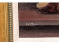 Signed P.J. Meyer Oil On Canvas, Still Life With Red Flowers