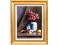 Signed P.J. Meyer Oil On Canvas, Still Life With Red Flowers