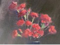 Signed P.J. Meyer Oil On Canvas, Still Life With Red Flowers