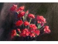 Signed P.J. Meyer Oil On Canvas, Still Life With Red Flowers