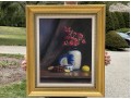 Signed P.J. Meyer Oil On Canvas, Still Life With Red Flowers