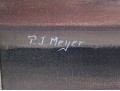 Signed P.J. Meyer Oil On Canvas, Still Life With Red Flowers