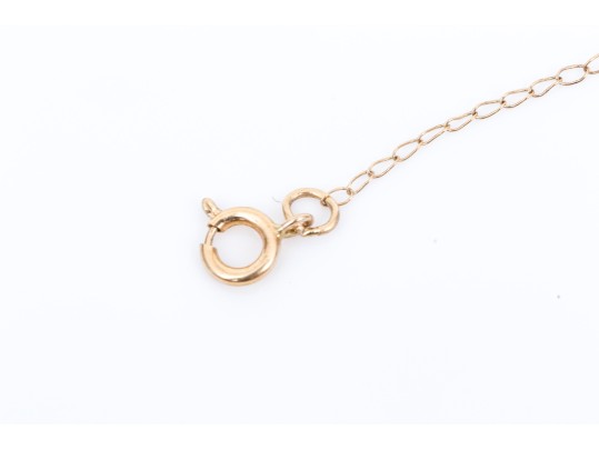 14k Yellow Gold Pretty Simple Emerald Knot Pendant, 0.12 CTS, With Chain