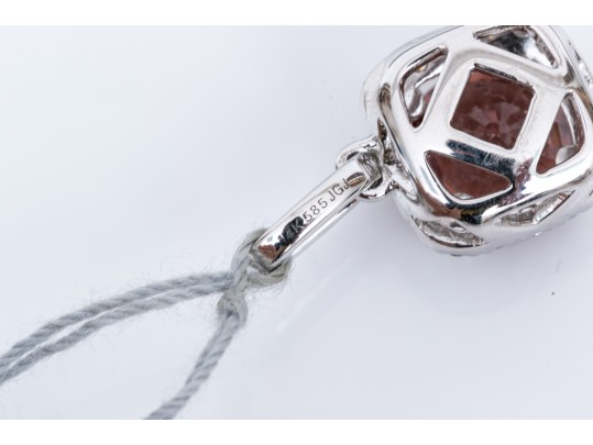 14k White Gold Beautiful Rhodolite Garnet And Diamond Halo And Bale Pendant