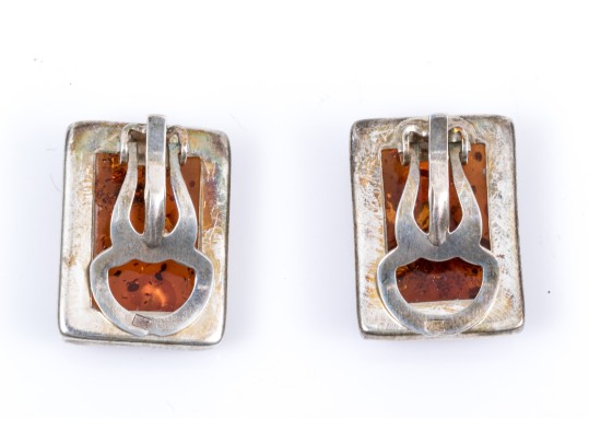 Collection Of Sterling And Amber Rustic Jewelry