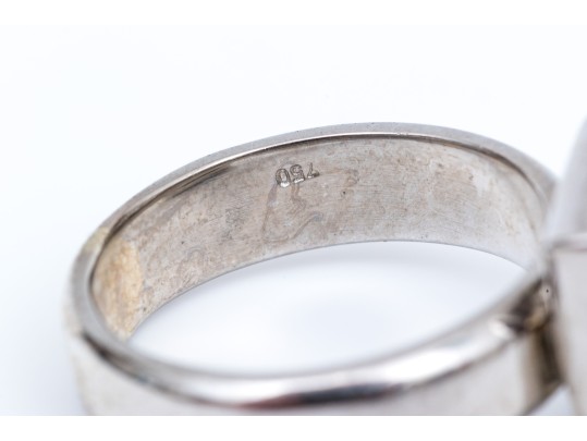 18K Eye-Catching Princess And Brilliant Cut Diamond Ring, Size 7.25