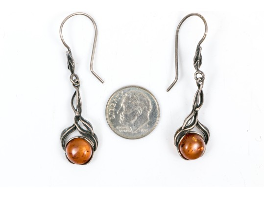 Collection Of Sterling And Amber Rustic Jewelry