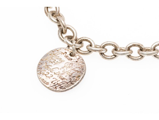 Tiffany And Co. Sterling Silver Address Pendant, On Complementary Chunky Curb Link Chain