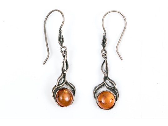 Collection Of Sterling And Amber Rustic Jewelry