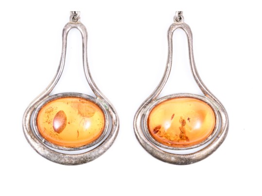 Collection Of Sterling And Amber Rustic Jewelry