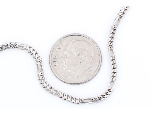 14k White Gold Handsome Foxtail Patterned Matinee Length Link Chain
