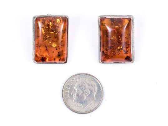 Collection Of Sterling And Amber Rustic Jewelry