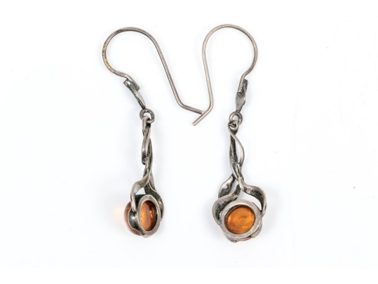 Collection Of Sterling And Amber Rustic Jewelry