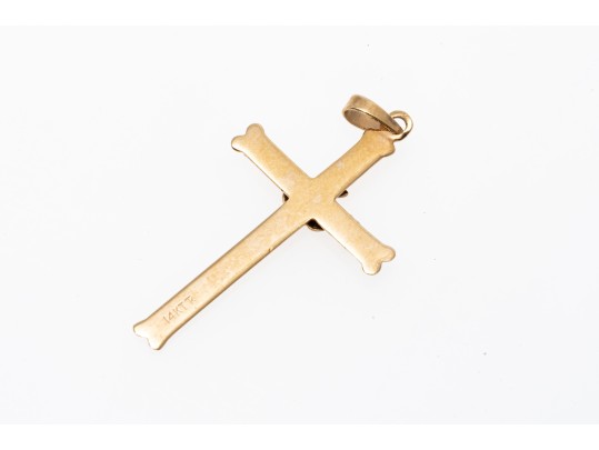14k Two Tone Lovely Dove Cross