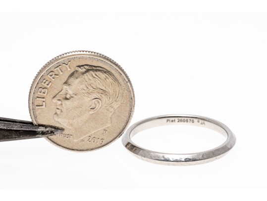 Contemporary Platinum 'Knife Edge' Band Ring, Size 6