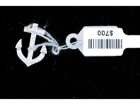 14k White Gold Lovely Diamond Anchor Pendant, App. 0.25 TCW