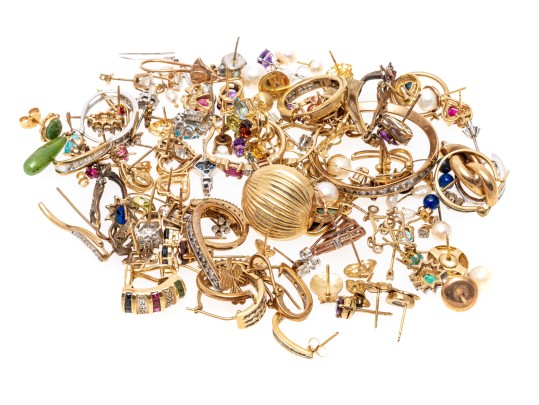 Lot Of Assorted 10k Gold Half Pairs Of Earrings, Assorted Styles, 51.4 Gross Dwt