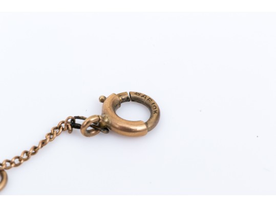 10k Yellow Gold Pretty Vintage Ruby Lavaliere Pendant, 0.09 CTS, With Chain