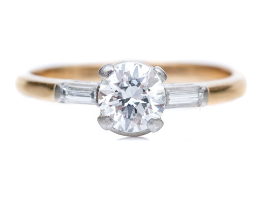 Dainty 14K Brilliant Cut Diamond Ring, Size 5