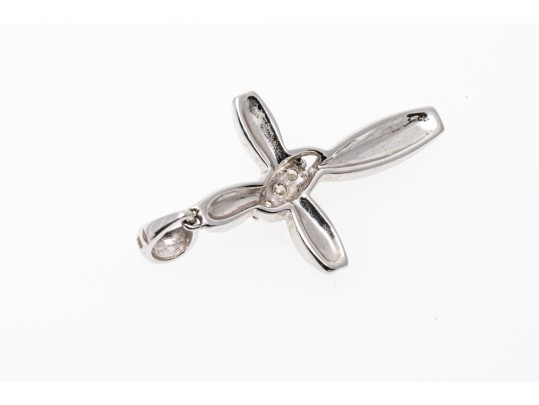 18k White Gold Contemporary Diamond Set Cross, App. 0.07 TCW