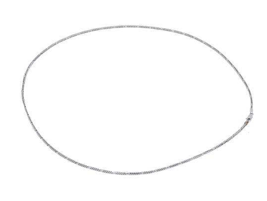 14k White Gold Handsome Foxtail Patterned Matinee Length Link Chain