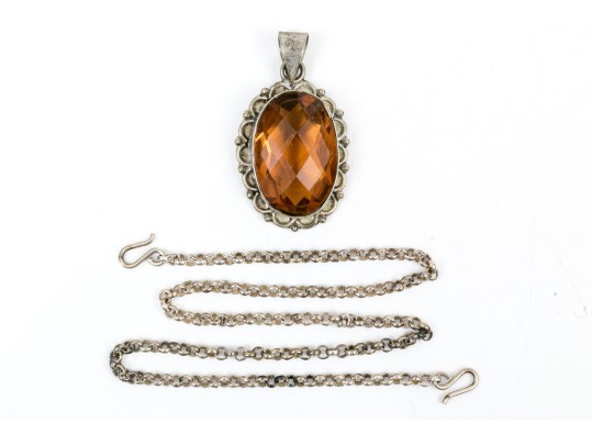 Collection Of Sterling And Amber Rustic Jewelry