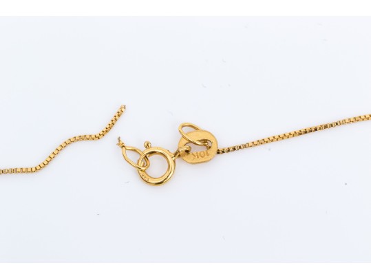 10k Yellow Gold Pretty Emerald, 0.27 CTS, And Diamond Pendant, App. 0.04 TCW, With Chain