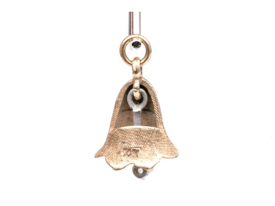 14 Gold Vintage Bell Pendant, Cz Set