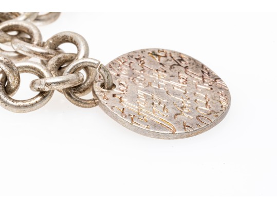 Tiffany And Co. Sterling Silver Address Pendant, On Complementary Chunky Curb Link Chain