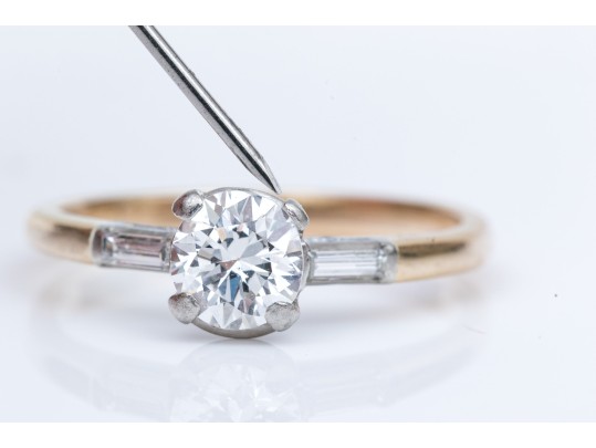 Dainty 14K Brilliant Cut Diamond Ring, Size 5