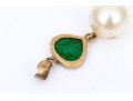 18k Yellow Gold Pretty Green Jadeite Jade And Cultured Pearl Pendant