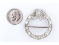 14K White Gold Filigree And Diamond Circle Brooch