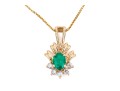 10k Yellow Gold Pretty Emerald, 0.27 CTS, And Diamond Pendant, App. 0.04 TCW, With Chain