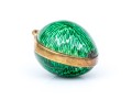 18k Yellow Gold Beautiful Green Enamel Guilloche Enamel Easter Egg Pendant