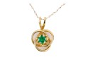 14k Yellow Gold Pretty Simple Emerald Knot Pendant, 0.12 CTS, With Chain