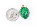 18k Yellow Gold Beautiful Green Enamel Guilloche Enamel Easter Egg Pendant
