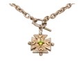 Bold Sterling Cross And Peridot Pendant Necklace