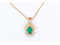 10k Yellow Gold Pretty Emerald, 0.27 CTS, And Diamond Pendant, App. 0.04 TCW, With Chain