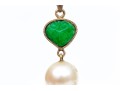 18k Yellow Gold Pretty Green Jadeite Jade And Cultured Pearl Pendant