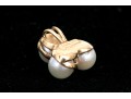 14k Yellow Gold Retro Triple Cultured Pearl Pendant, 5.25 Mm, With Diamond