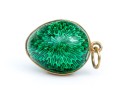 18k Yellow Gold Beautiful Green Enamel Guilloche Enamel Easter Egg Pendant