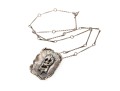 Sterling Brutalist Style Face Pendant Necklace