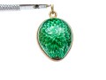 18k Yellow Gold Beautiful Green Enamel Guilloche Enamel Easter Egg Pendant