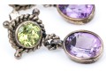 Sterling Amethyst And Peridot Pendant Earrings