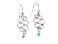 Sterling And 14K Serpentine And Topaz Pendant Earrings