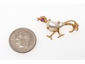 14k Yellow Gold Fun Culture Mabe Pearl And Pink Sapphire Bird Brooch