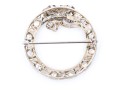 14K White Gold Filigree And Diamond Circle Brooch