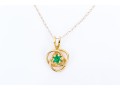 14k Yellow Gold Pretty Simple Emerald Knot Pendant, 0.12 CTS, With Chain
