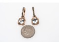 14k Rose Gold Stunning Effy Aquamarine And White Diamond Halo Earrings With Cognac Diamond Tops